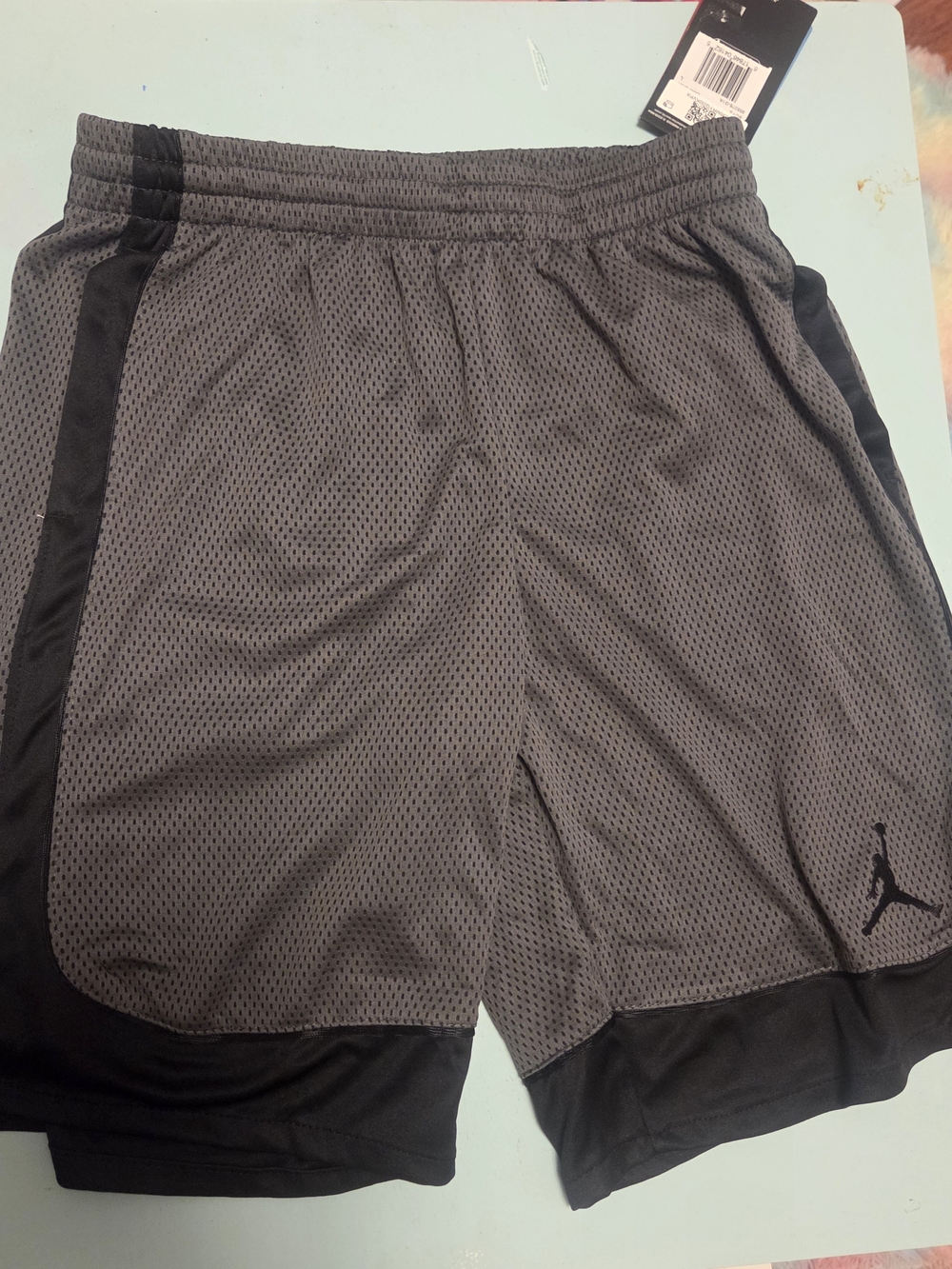 Jordan Gray and Black Mesh Athletic Shorts - Kids